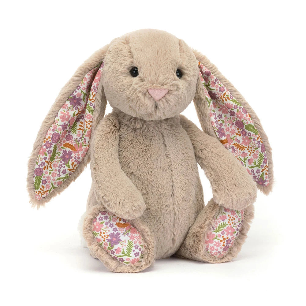 Jellycat Blossom Beige Bunny Petal Original soft beige plush bunny with floral ears and feet