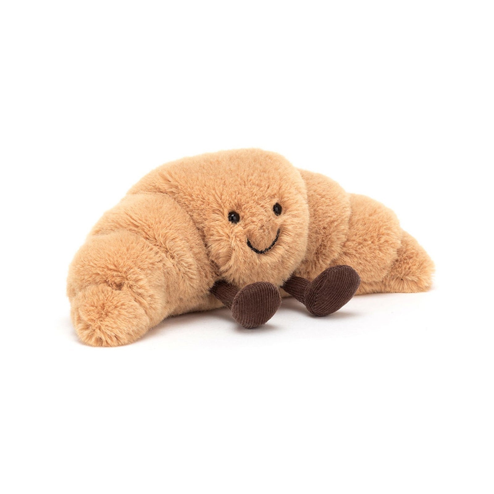 Jellycat Amuseables Croissant Small golden plush croissant with corduroy legs and smiling face