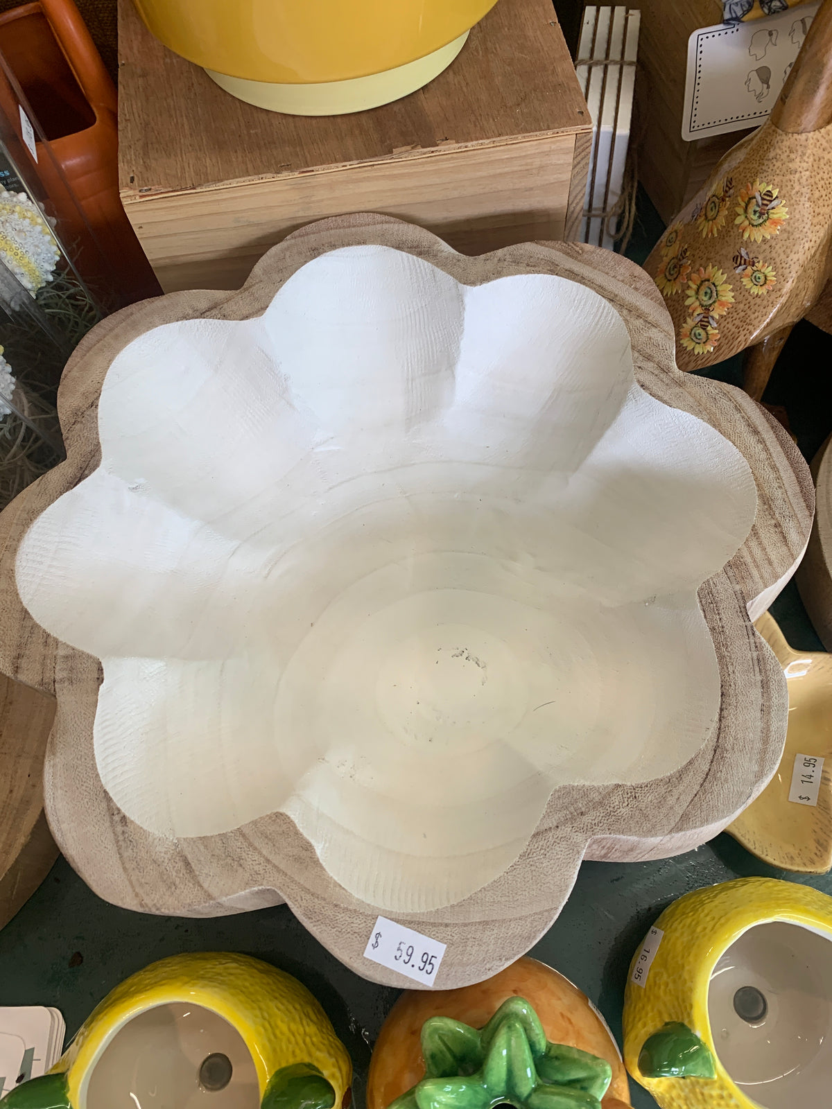 Scalloped Wooden Bowl