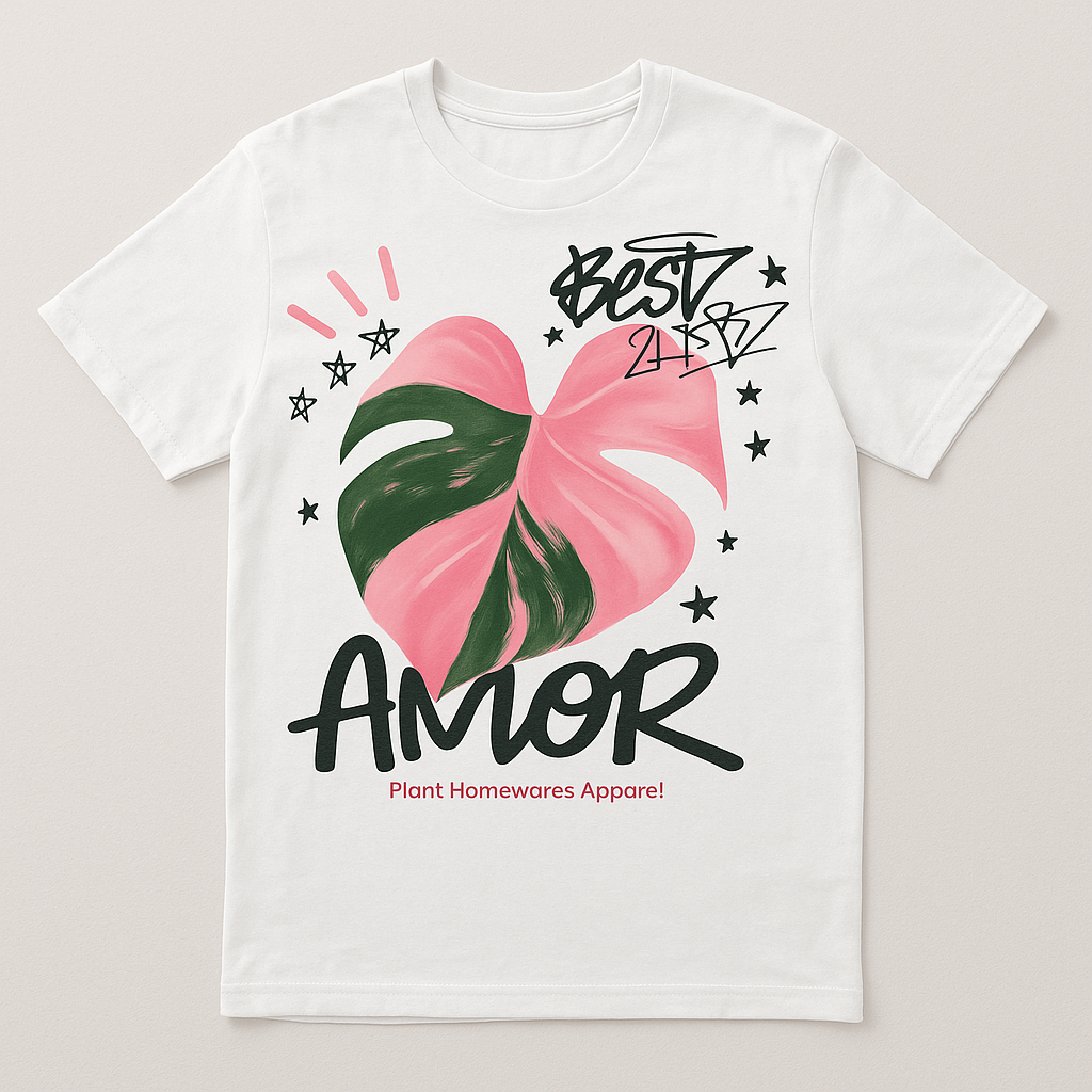 Amor Pink Variegated Leaf T-Shirt