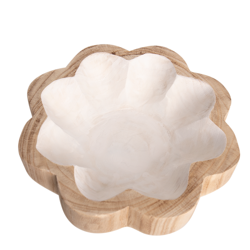 Wooden Bowl with Scalloped Edge
