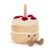 Jellycat Amuseables Birthday Cake plush with colourful candles and corduroy legs