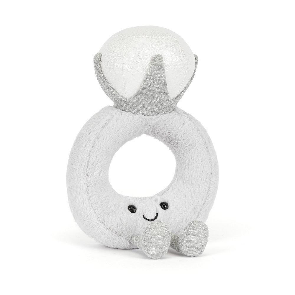 Jellycat Amuseables Diamond Ring plush with sparkling gemstone and corduroy legs
