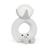 Jellycat Amuseables Diamond Ring plush with sparkling gemstone and corduroy legs