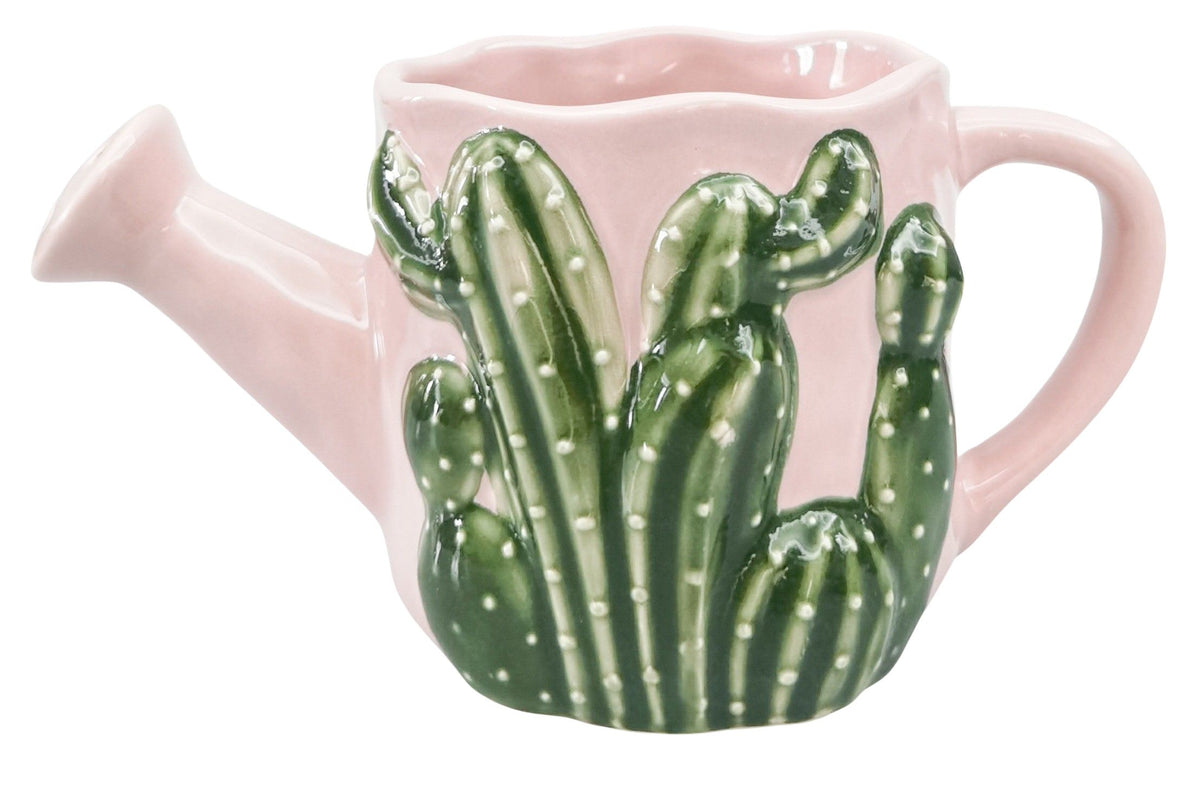Cactus Watering Can Planter Pink